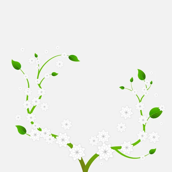 Planta Floreciente Con Flores Blancas — Vector de stock