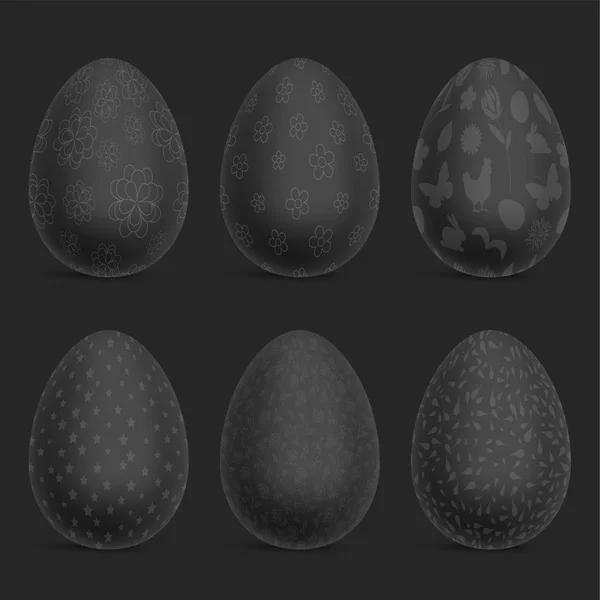 Ensemble Oeufs Pâques Noirs — Image vectorielle