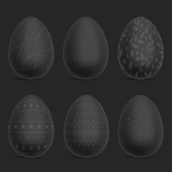 Conjunto Huevos Pascua Negros — Vector de stock