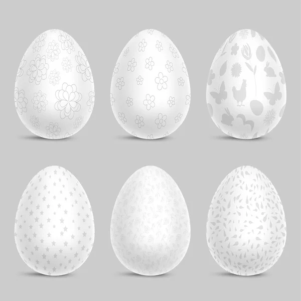 Conjunto Huevos Blancos Pascua — Vector de stock