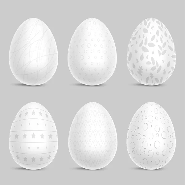 Conjunto Huevos Blancos Pascua — Vector de stock