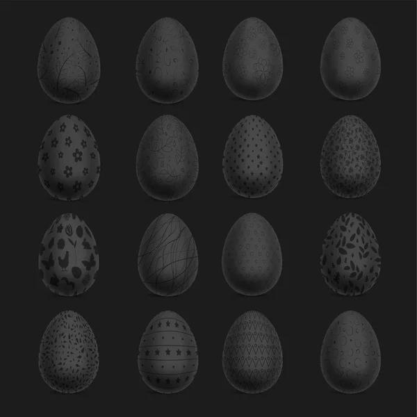 Conjunto Ovos Páscoa Negros —  Vetores de Stock