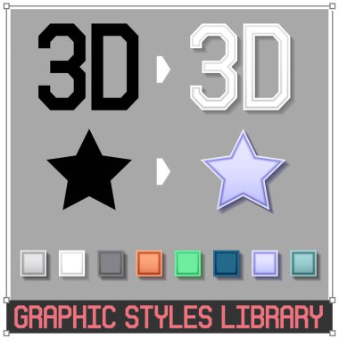 Adobe illustrator Eps10 sürümü için 8 3d Vektör Grafik Stilleri seti