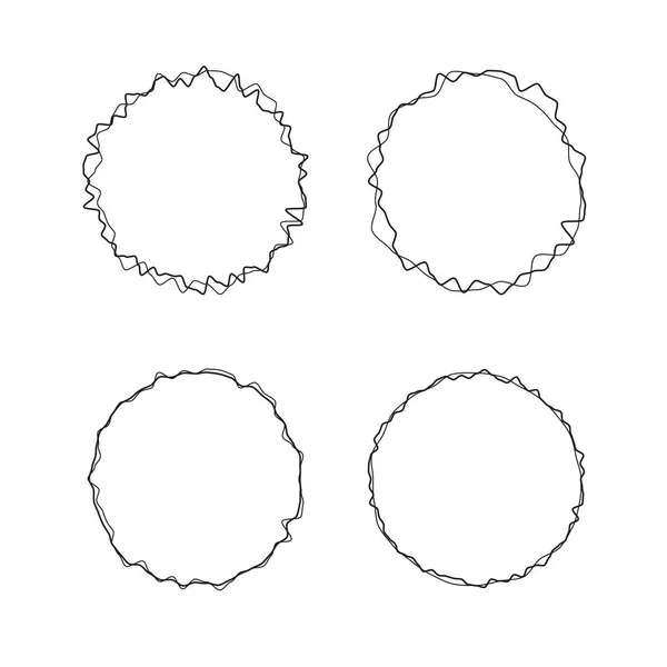 Black Rough Stroke Scribble Vector Circles — Stock Vector