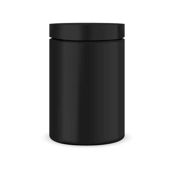 Vettore Nero Plastica Jar Mockup — Vettoriale Stock