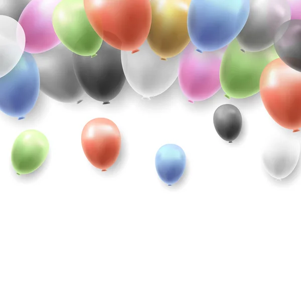 白い背景に風船を持つ誕生日パーティーベクトルの背景 — ストックベクタ