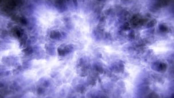 Animation de fond bleu avec nuages brillants et fumée 