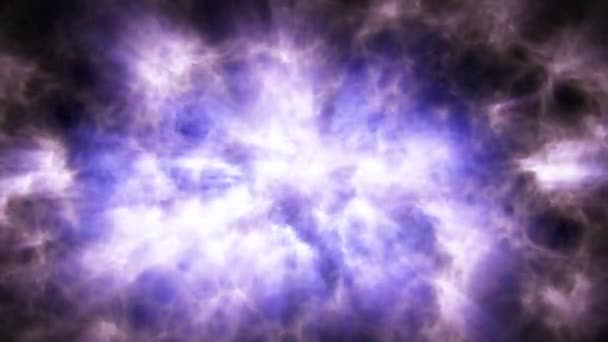 Animation de fond bleu avec nuages brillants et fumée 