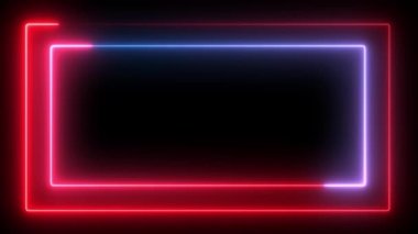 Mavi ve Kırmızı Renklerde Döngü Dikişsiz Neon Çerçeve