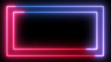 Mavi ve Kırmızı Renklerde Döngü Dikişsiz Neon Çerçeve