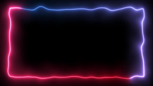 青と赤の色でシームレスなエネルギーネオンフレームをループ — ストック動画