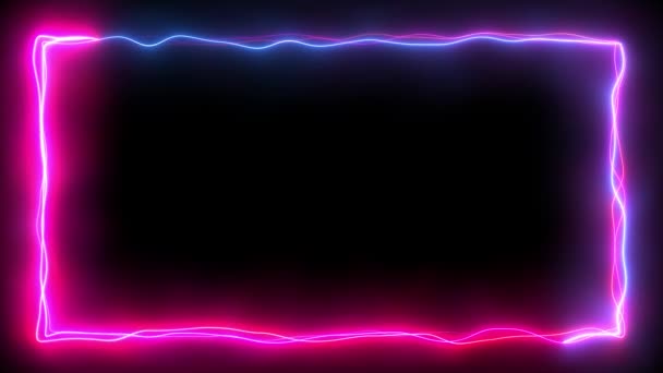 Looping Naadloze Energie Neon Frame Blauwe Rode Kleuren — Stockvideo