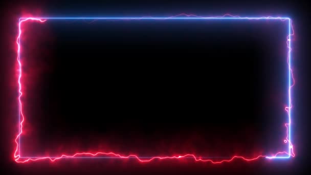 青と赤の色でシームレスなエネルギーネオンフレームをループ — ストック動画