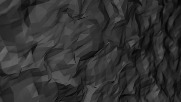 Black Looped Low Poly Sfondo Triangolare Cristalli Scuri Grafica Del — Video Stock
