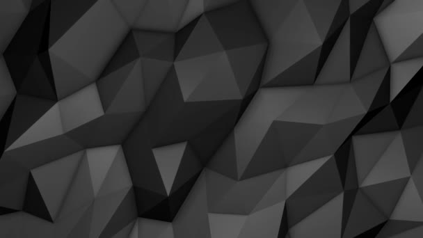 Black Looped Low Poly Trójkątne Tło Ciemne Kryształy Polygonal Płynny — Wideo stockowe