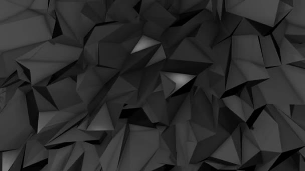 Black Looped Low Poly Triangular Background Dark Crystals Polygonal Seamless — Stock Video