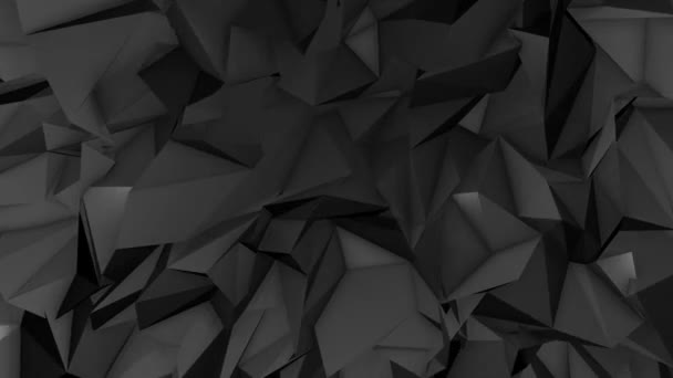 Black Looped Low Poly Trójkątne Tło Ciemne Kryształy Polygonal Płynny — Wideo stockowe