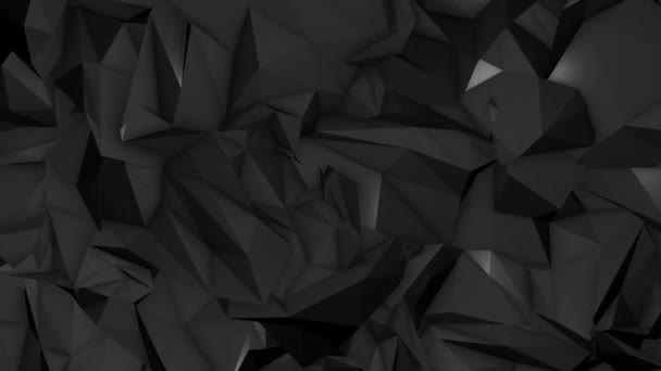 Black Looped Low Poly Trójkątne Tło Ciemne Kryształy Polygonal Płynny — Wideo stockowe