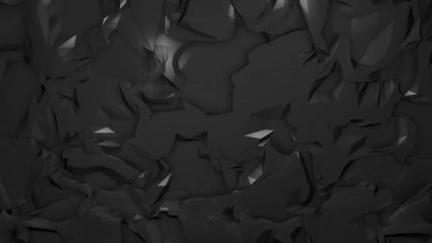 Чорний Петлястий Низький Полі Трикутний Фон Темні Кристали Багатокутна Безшовна — стокове відео