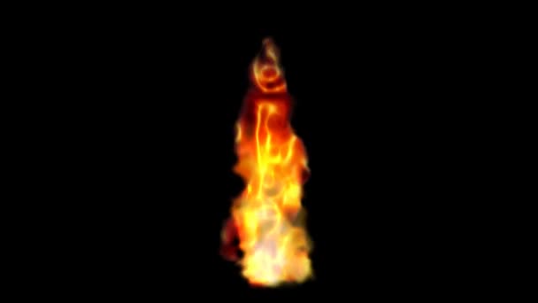 Looped Fire Animation Μαύρο Φόντο — Αρχείο Βίντεο