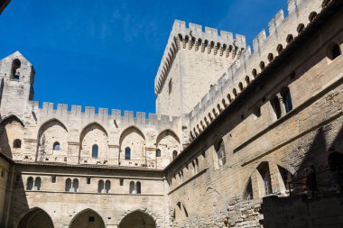 2016:torist Avignon, Fransa-Ağustos 12, Papa'nın Fransa ve Unesco mirası güneşli bir gün boyunca ünlü Hıristiyan landmark Sarayı ziyaret edin