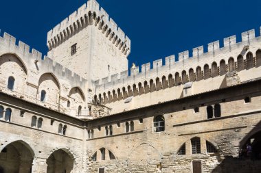 2016:torist Avignon, Fransa-Ağustos 12, Papa'nın Fransa ve Unesco mirası güneşli bir gün boyunca ünlü Hıristiyan landmark Sarayı ziyaret edin