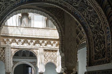 Sevilla, İspanya-Ağustos 8, Royal Alcazar Seville güneşli bir gün boyunca 2017:particular.