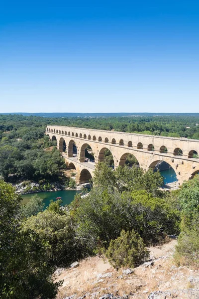Remoulins Frankrijk Augustus 2016 Uitzicht Vanaf Top Van Pont Gard — Stockfoto
