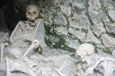 Ercolano, İtalya - 26 Mart, insanın ölmesine neden Herculaneum volkan tarafından 2016:Remains.
