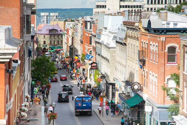 Місто Квебек Канада Серпня 2015 People Туристи Прогулятися Вулицях Вигадливий — стокове фото