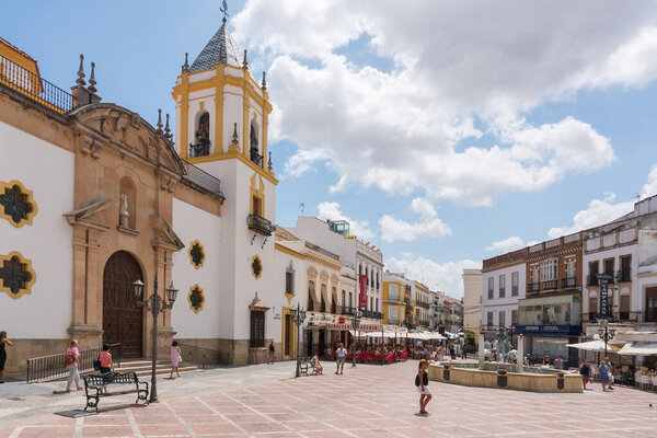 Ronda, Spain-august 10, 2017: view of the parish of Nuestra Senora del socorro in socorro square in Ronda during a sunny day
.