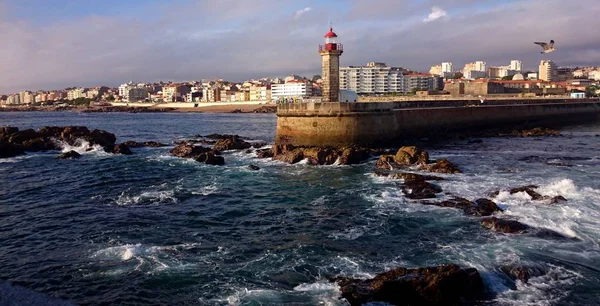 Farol Foz Douro Porto Portugal — Fotografia de Stock