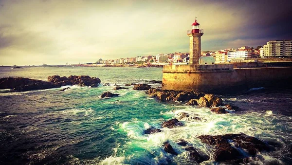 Foz Douro Lighthouse Oporto Portugal — Stock Photo, Image