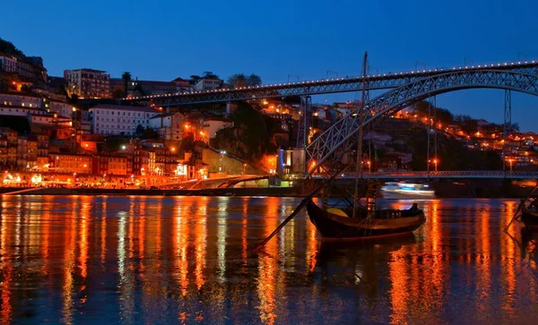 Ponte Luis Noite Porto Portugal — Fotografia de Stock