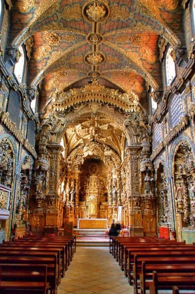 Dentro Iglesia Barroca Santa Clara Oporto Portugal —  Fotos de Stock