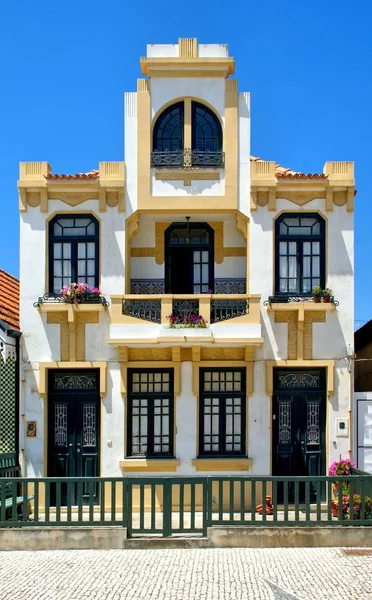 Ριγέ Σπίτια Στο Costa Nova Αβέιρο Πορτογαλία — Φωτογραφία Αρχείου