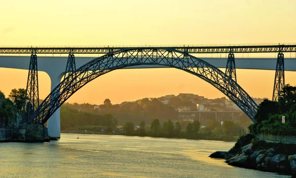 Mosty Nad Rzeką Douro Porto Portugalia — Zdjęcie stockowe