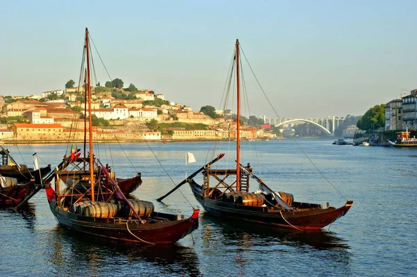 Floden Douro Och Traditionella Båtar Oporto Portugal — Stockfoto