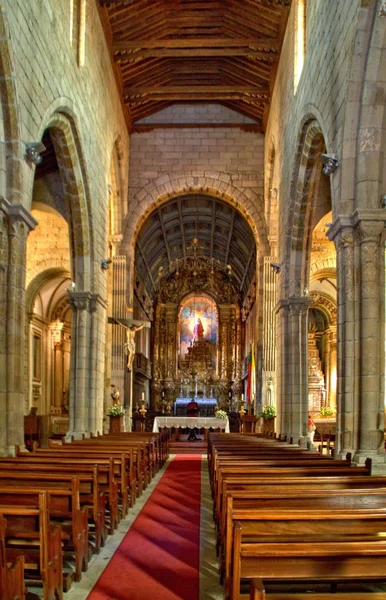 Binnenkant Van Onze Lieve Vrouwe Van Oliveira Kerk Guimaraes Portugal — Stockfoto