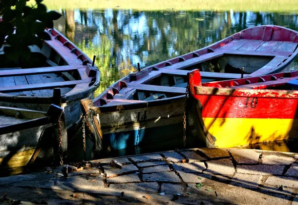Lake boats on park of Bom Jesus in Braga (Portugal) World Heritage
