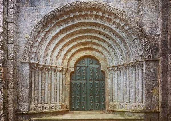 Romansk Portal För Klostret Armenteira Galicien Spanien — Stockfoto