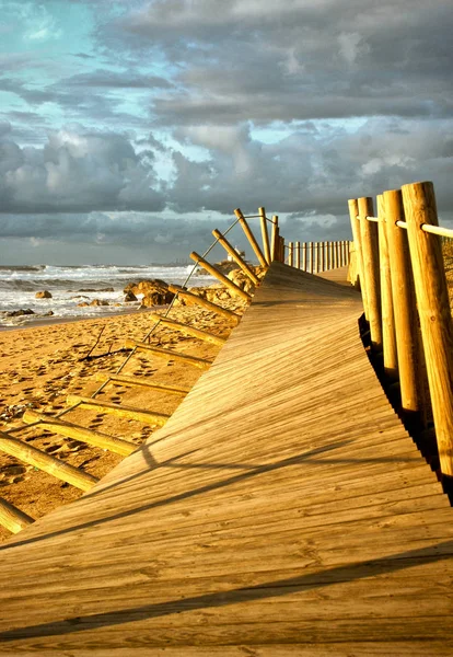 Pasarelas Playa Después Tormenta Portugal — Foto de Stock