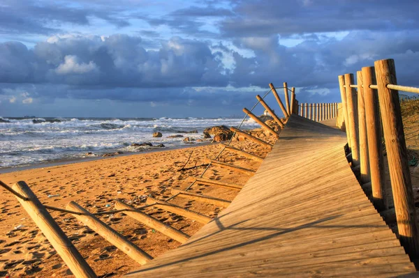 Pasarelas Playa Después Tormenta Portugal — Foto de Stock