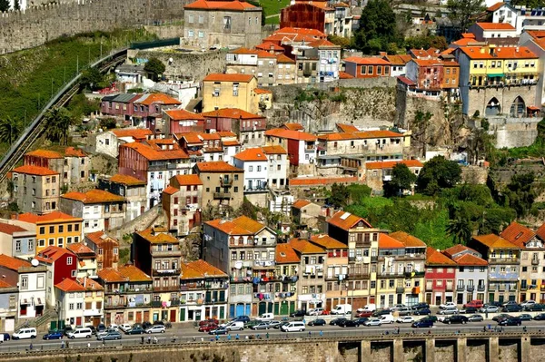 Panoramisch Uitzicht Rivier Douro Daken Van Porto Portugal — Stockfoto