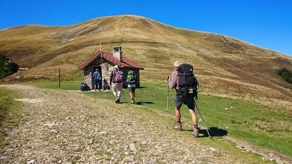Fransız Santiago Yolu üzerinde Atlantik Pireneleri'ni geçen hacılar (Napolyon Rotası)