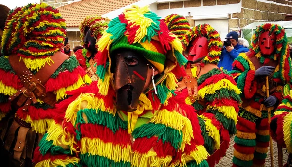 Masked Men Podence Carnival Portugal — Stock Photo, Image