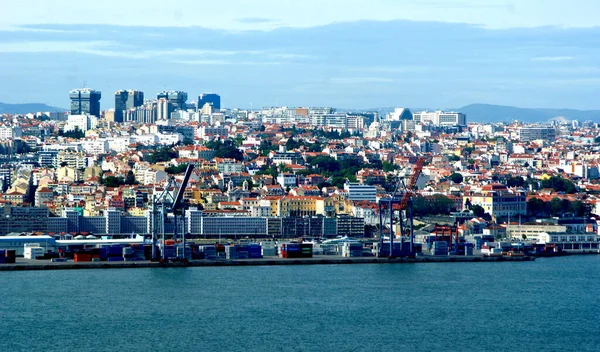Blick Auf Lissabon Vom Heiligtum Von Cristo Rei Almada Portugal — Stockfoto