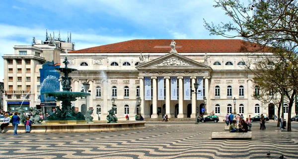 Théâtre National Sur Place Rossio Lisbonne Portugal — Photo