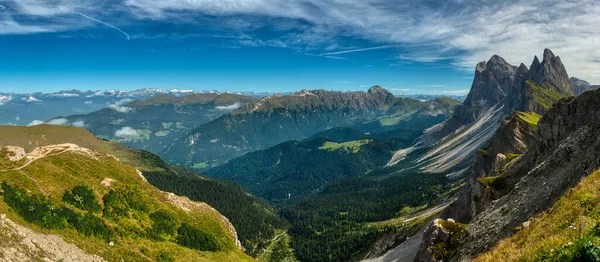 Landschap Van Funes Valley Vanaf Top Van Seceda Val Gardena — Stockfoto