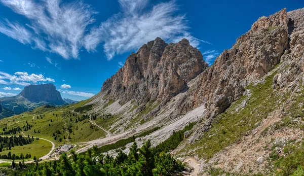 Ilustrazione Del Paesaggio Del Gruppo Del Cir Nelle Dolomiti Alta — Vettoriale Stock